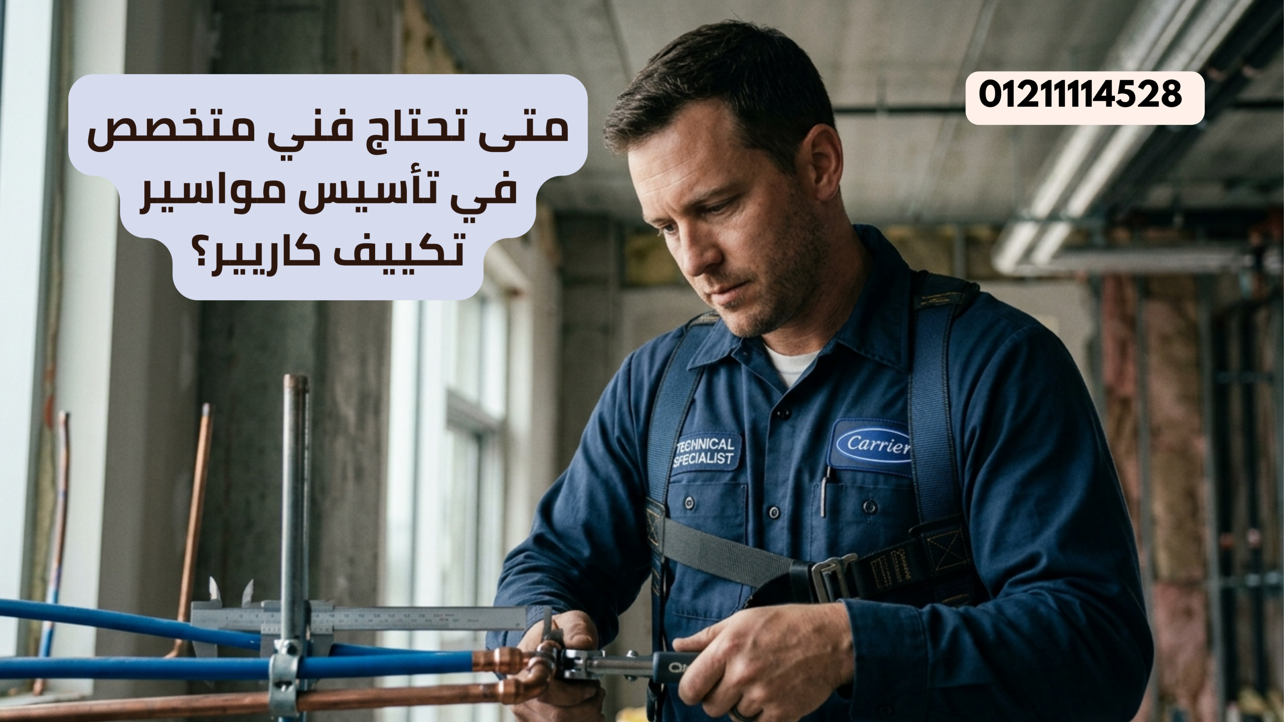 متى تحتاج فني متخصص في تأسيس مواسير تكييف كاريير؟