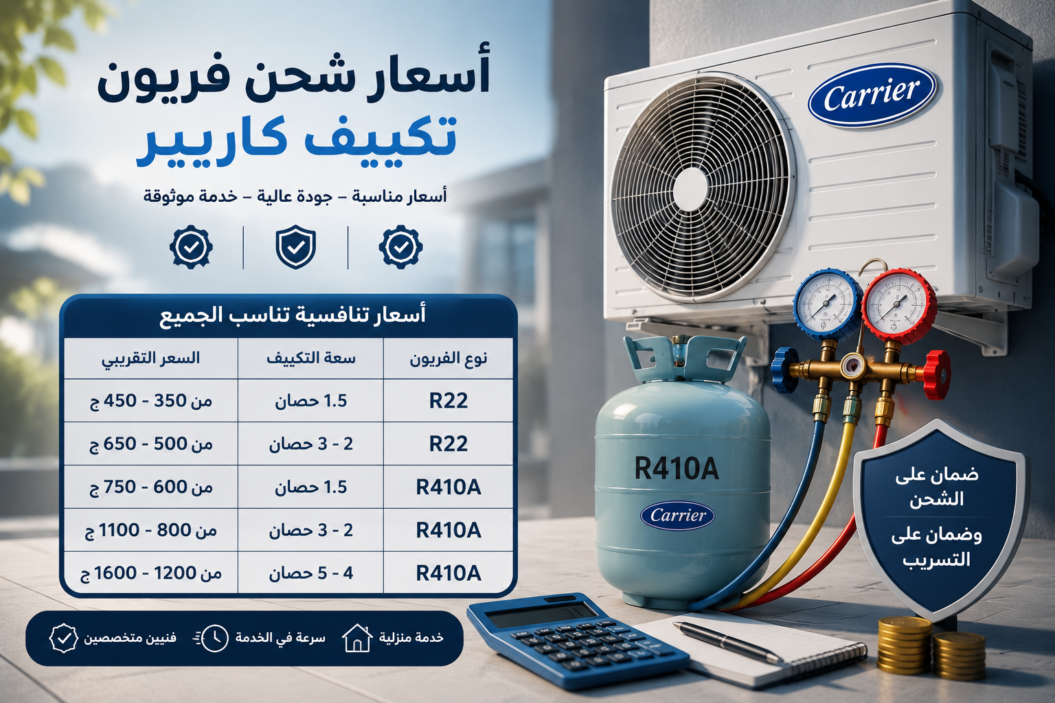 أسعار شحن فريون تكييف كاريير