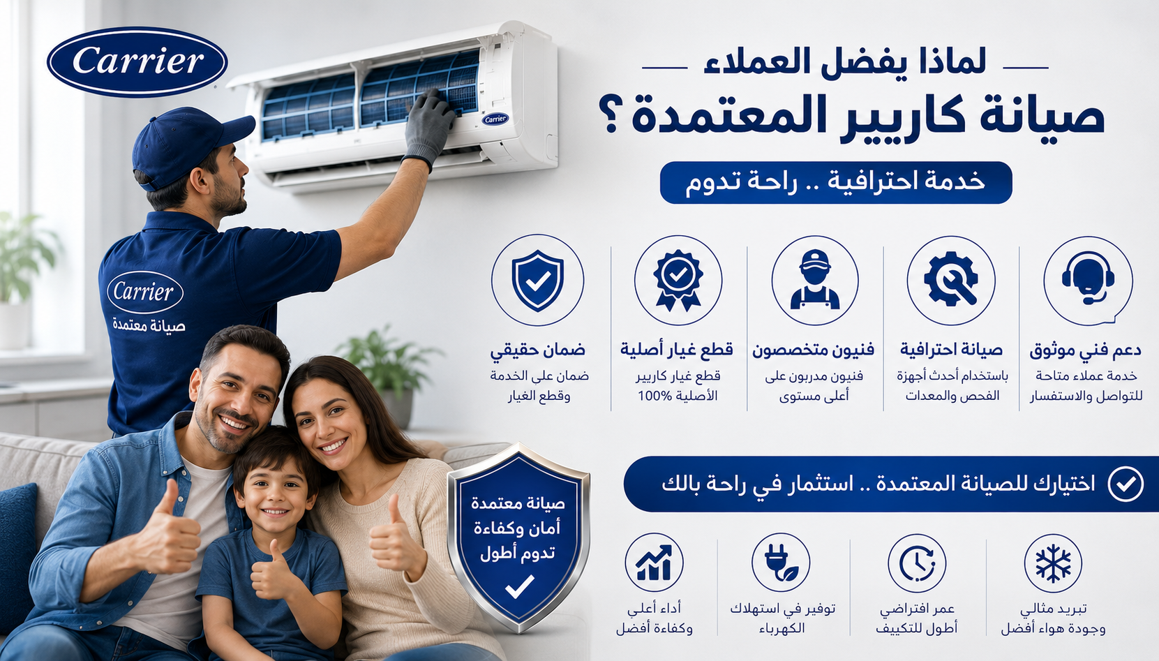لماذا يفضل العملاء صيانة كاريير المعتمدة؟